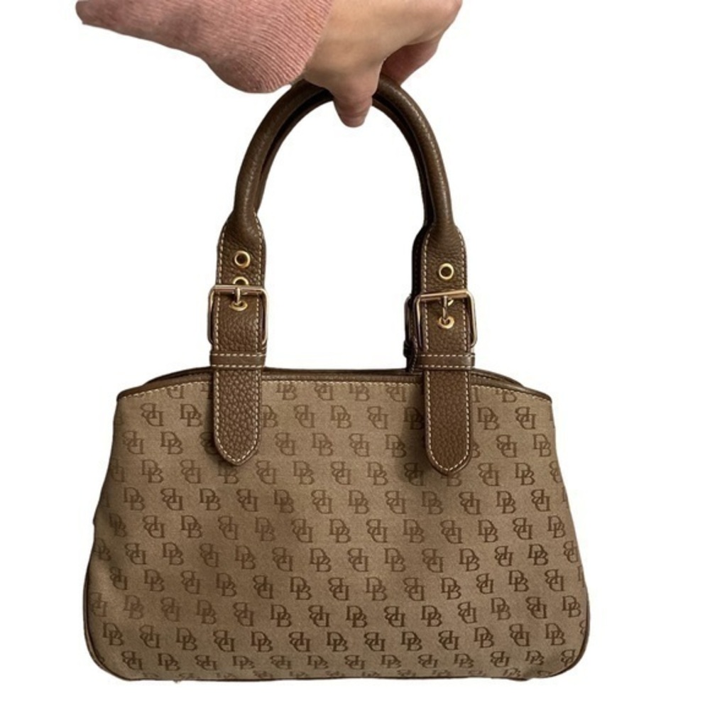 Dooney and Bourke brown signature db and leather mini tote bag